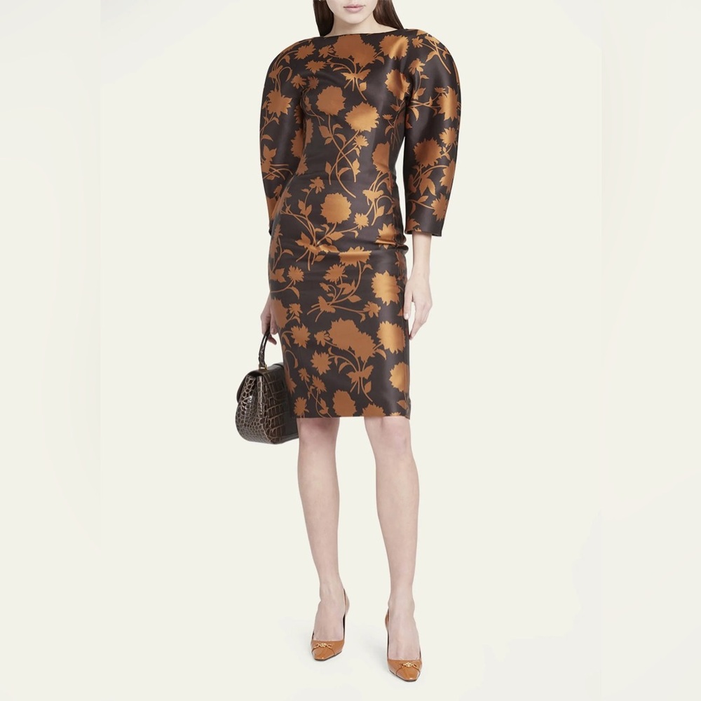 $3525 VERSACE
Double Duchesse Floral-print Silk Cocktail Dress size 44/us L